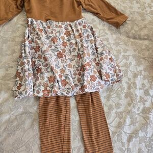 Mud Pie Brown and Floral Kids Matching Set